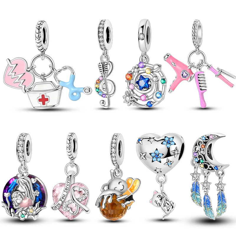 

Оригинальные подвески 925, посеребренная подвеска в виде пчелы, луны, звезды, подходит для изготовления браслетов для женщин, модные украшения