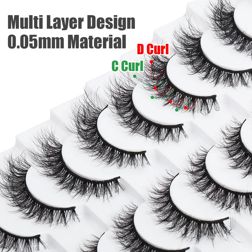 Natürliche lange Wimpern Wispy Winged 3D Nerz Wimpern Make-up Wimpernverlängerung Fake, mehrere Stile, zufällige Verteilung