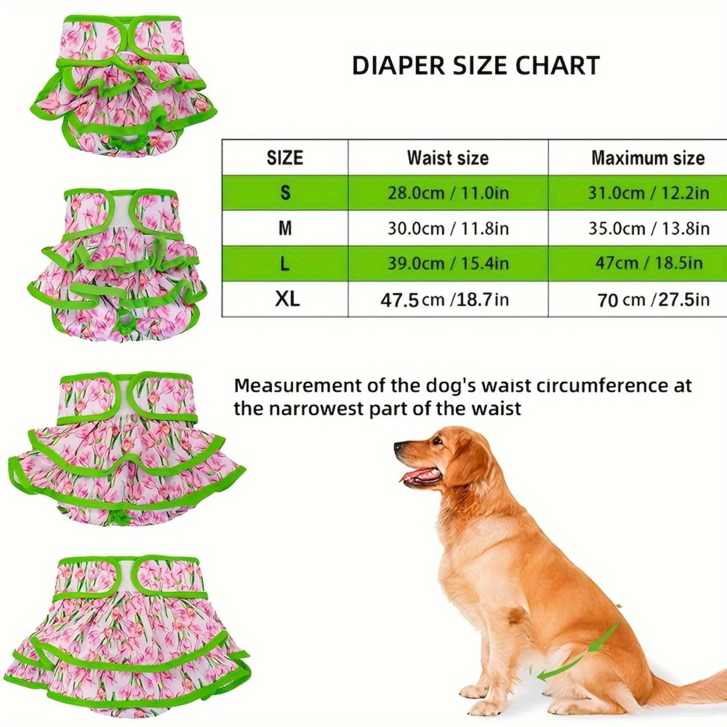 Super Absorbent Washable Female Dog Diapers - Leak-Proof Sanitary Pants - Heat, Period, Incontinence, Excitable Urination - Adju