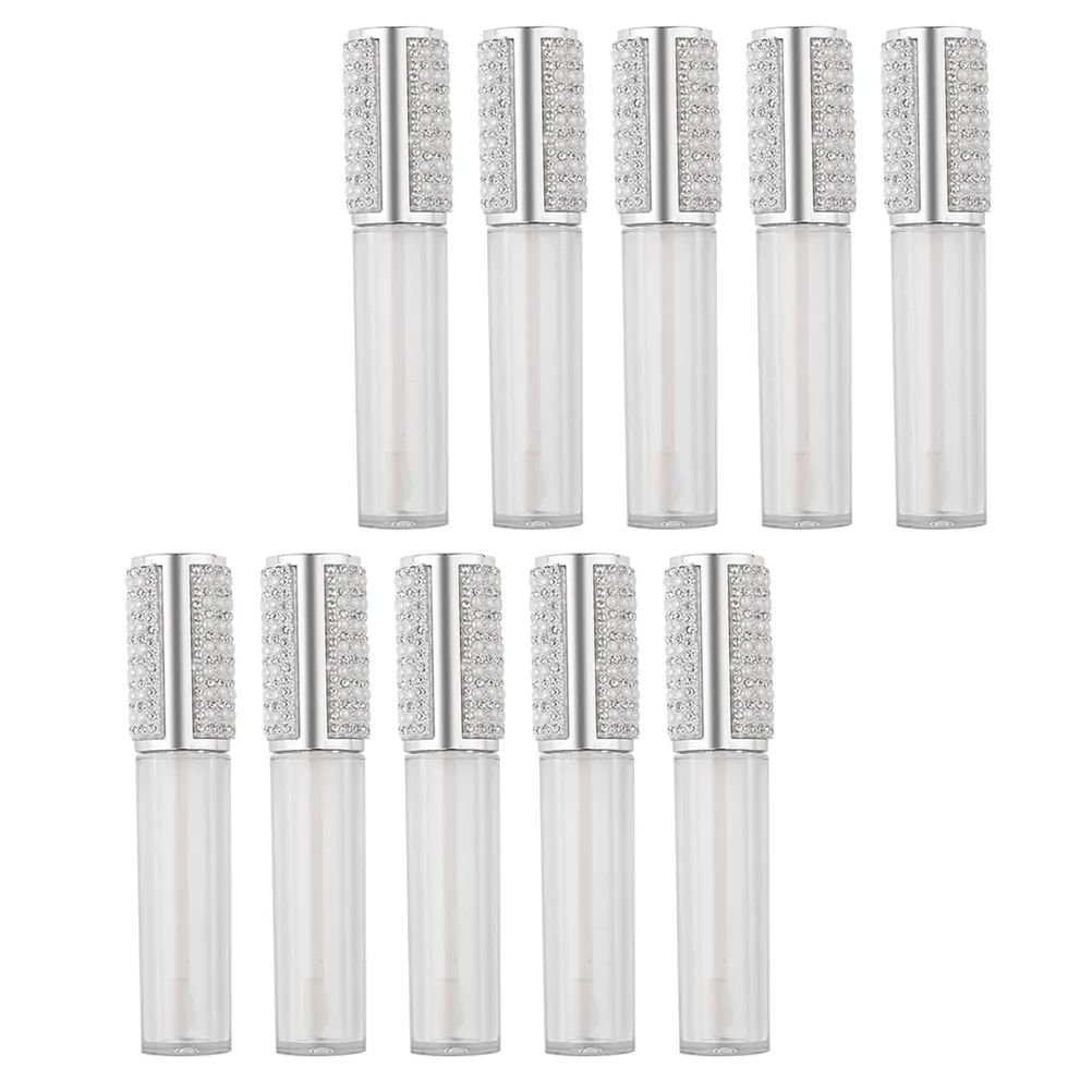 10 Pezzi Tubetti Lucidalabbra da 5ml, Mini Bottiglie in Vetro Ricaricabili per Olio Labbra, Strumento Fai-da-Te, Contenitori per Lucidalabbra