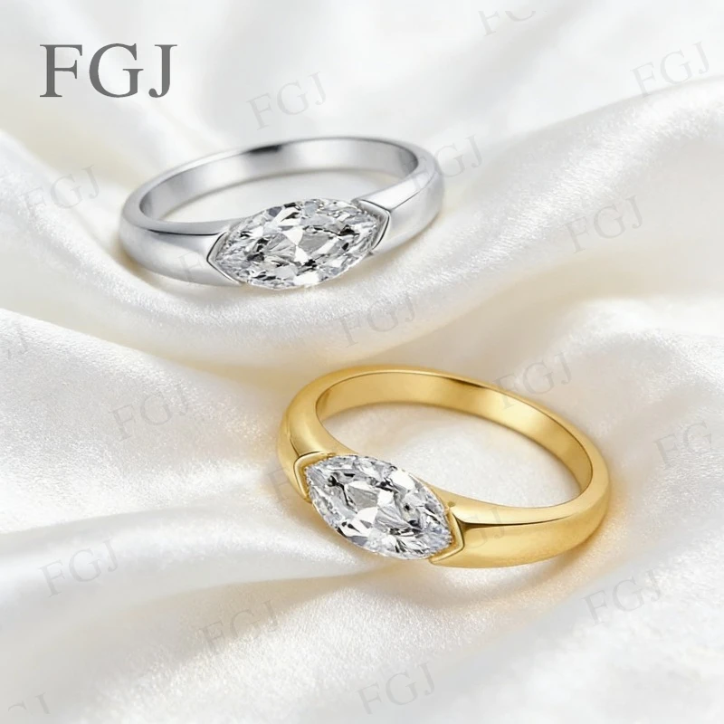 Moissanite Marquise Cut Solitaire Ring 1-3ct D Color VVS1 925 Sterling Silver Engagement Wedding Fine Jewelry for Women