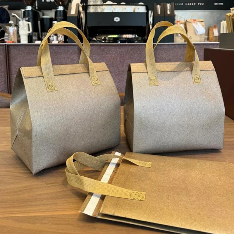 [J] Non-woven Insulation Bags Tote Fabric Portable For Coffee Food Cake Drinks Package Delivery Keep Warm Cold Reusable Pouch