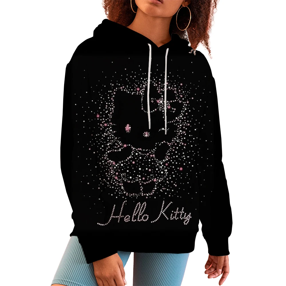 Sweat à capuche Hello Kitty pour femmes et filles, pull à manches longues, sweat-shirt à la mode, vêtements pour adultes, cadeau de Noël, chaud, nouveau, 24/25