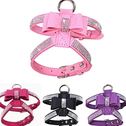 Pet Chest Harness Rhinestone Bow Small Dog Traction Rope Walking Cat Chest Harness Coleira Para Cat Accessories