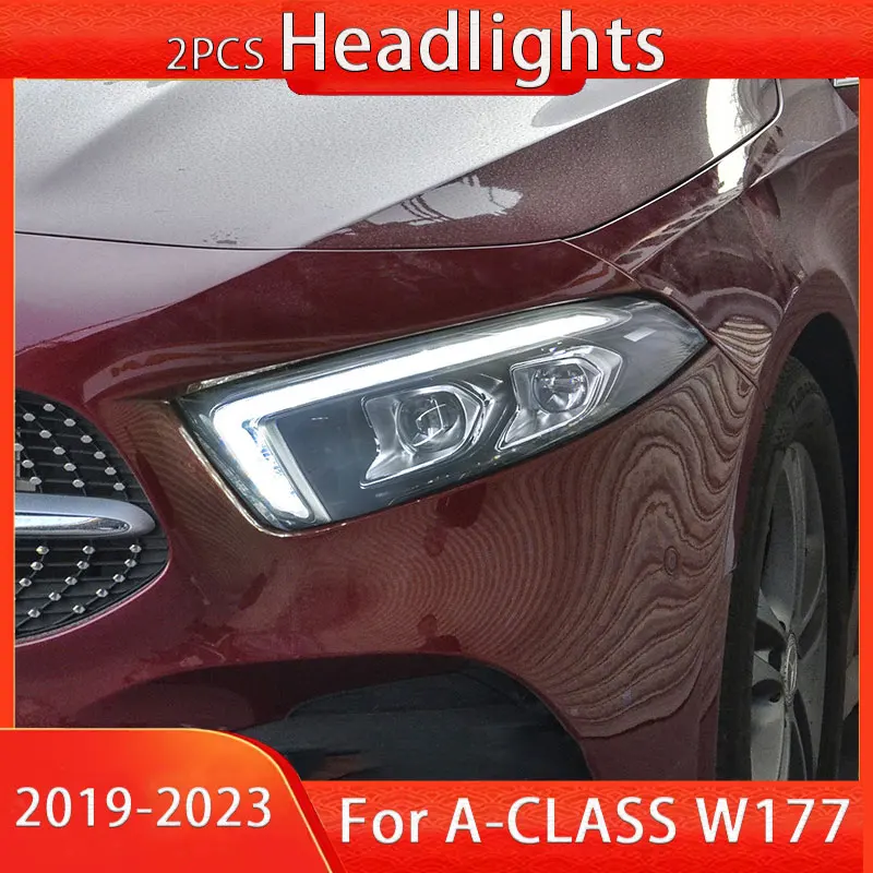 

Передняя лампа для Benz A-Class W177 2019-2023 A180 A200, обновленная Модифицированная AMG Стайлинг, фары головного света, лампа с динамическим поворотным сигналом