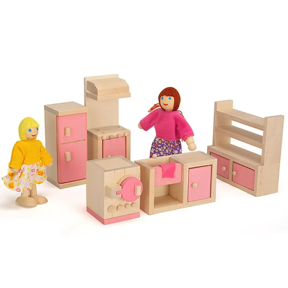 Holz Menschen Puppen Familie Mehrfarbige Gelenk Mobilität Spielzeug Figur Set Kinder Geschenk Foto Requisiten Holz Puppe Puppenhaus – Detail 4