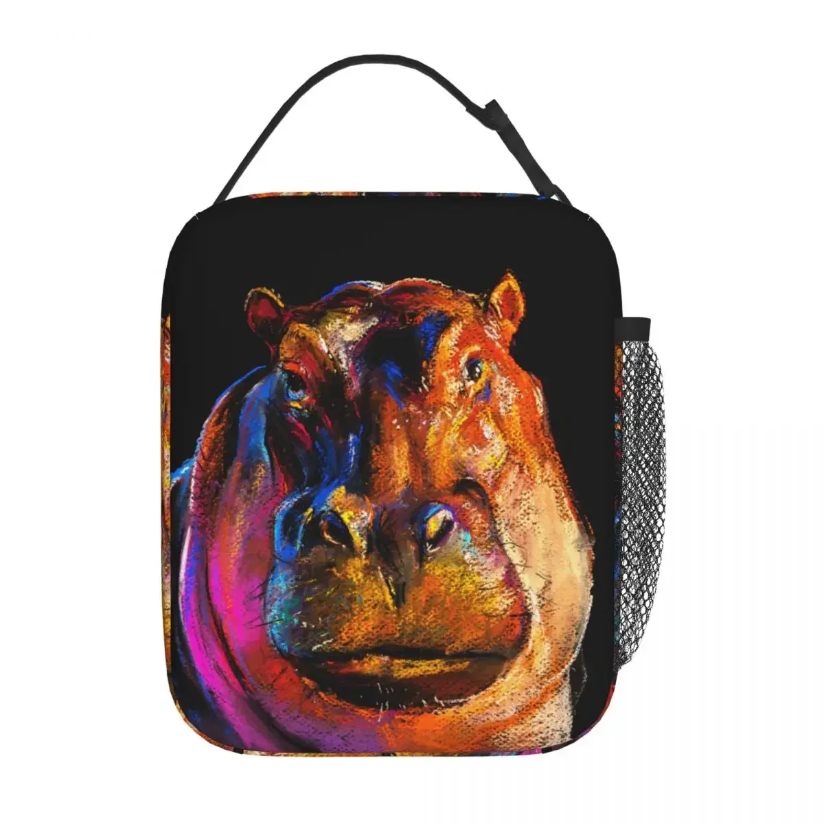 

Pastel Painting Of A Hippo Modern Art Merch Insulated Lunch Tote Bag Office Lunch Container New Arrival Cooler Thermal Bento Box