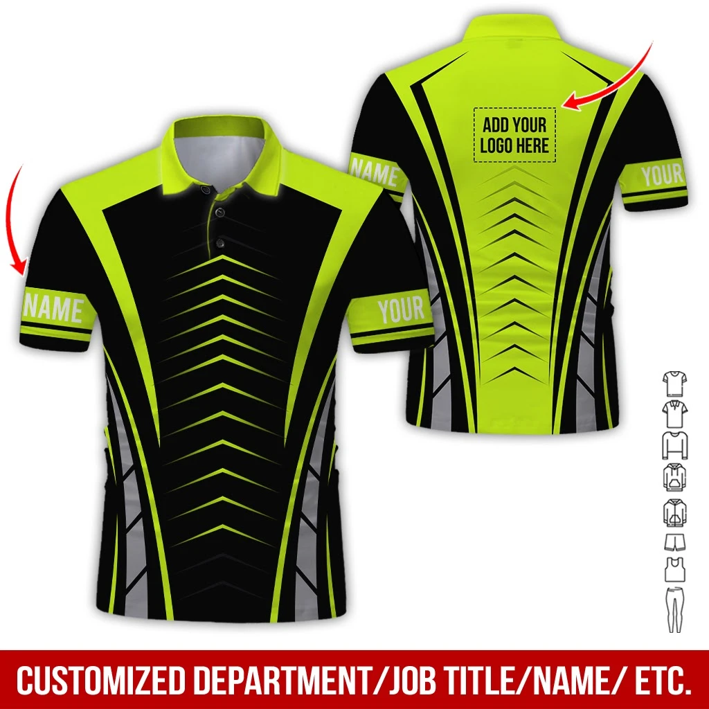 Custom Color Contrast Polo Shirt Personalized Name Department And Logo Quick Dry Black Sports Tees Team Uniform For Men Women