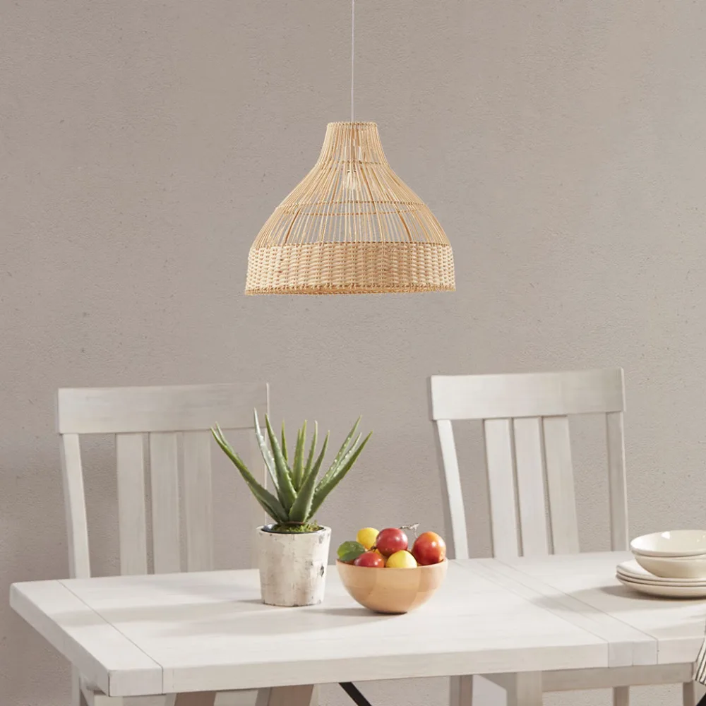 Bell Shaped Bamboo Pendant,The bell shade is made of natural bamboo and has an intricate weaving function