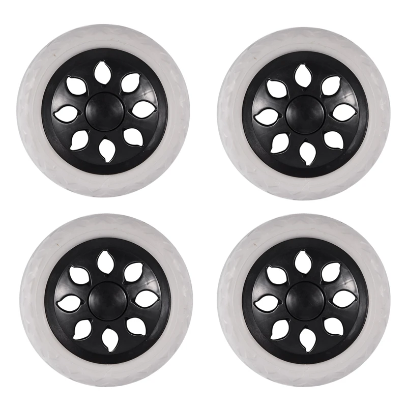 4X Black White Plastic Core Foam Shopping Trolley Cartwheel Casters