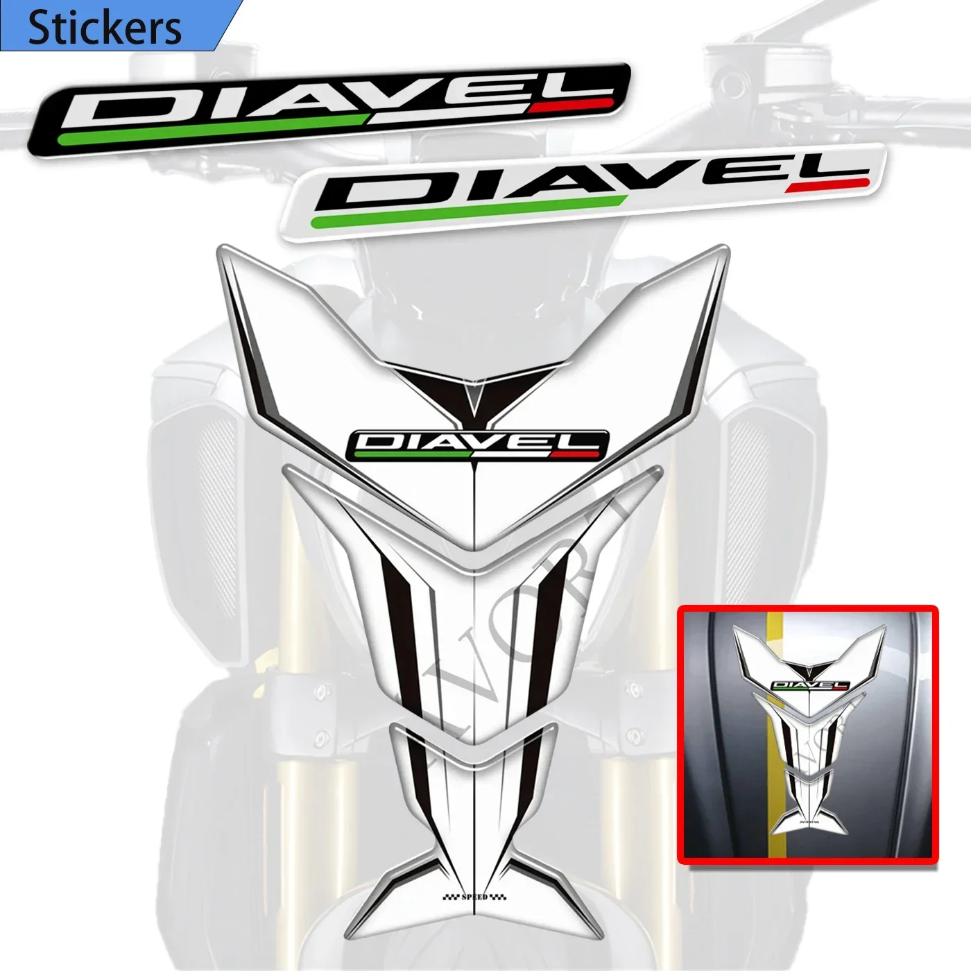 Decalques Adesivos para Ducati Diavel S 1260S V2 V4, Tank Pad, Kit Joelho, Gás, Combustível, Proteção De Óleo, Emblema De Carenagem, Logotipo Fender