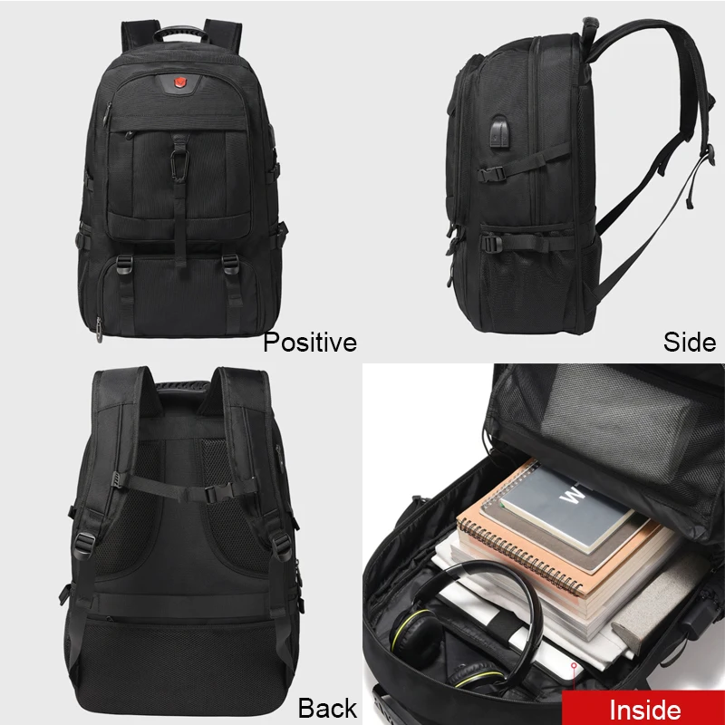 Mochilas multifuncionales para hombre, bolsa para ordenador portátil de 17 pulgadas, con carga USB, resistente al agua, equipaje grande para