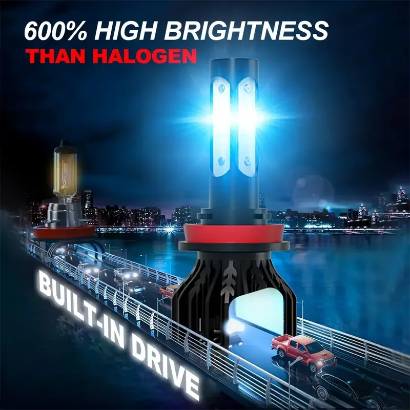 4-Sides LED Headlight Bulbs H4 9005 8000K Ice Blue H7 H13 LED Car Lamps Auto Lights For H8 H9 H11 9005 9006 9007 9004 9012 2PCS