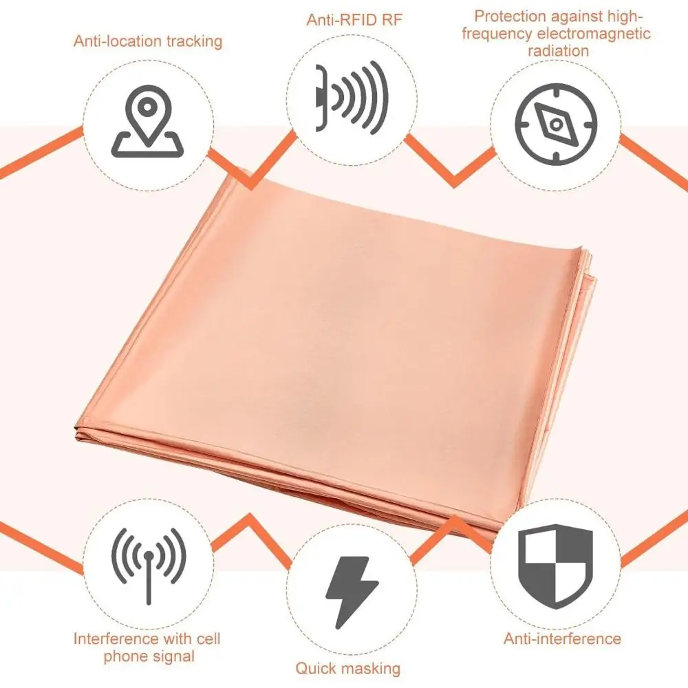 New 1.1x1Meter RFID Shielding Block Gold Copper Polyester RFID Blocking Material Conductive Copper Fabric