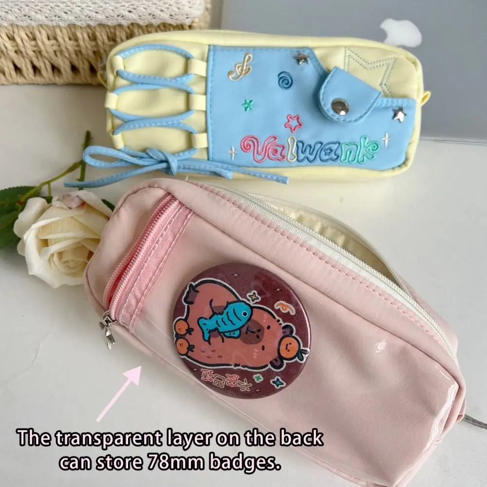 Portable Drawstring Design Pen Bag Large Capacity Multifunctional Stationery Bag Zipper Stationery Organizer Gift