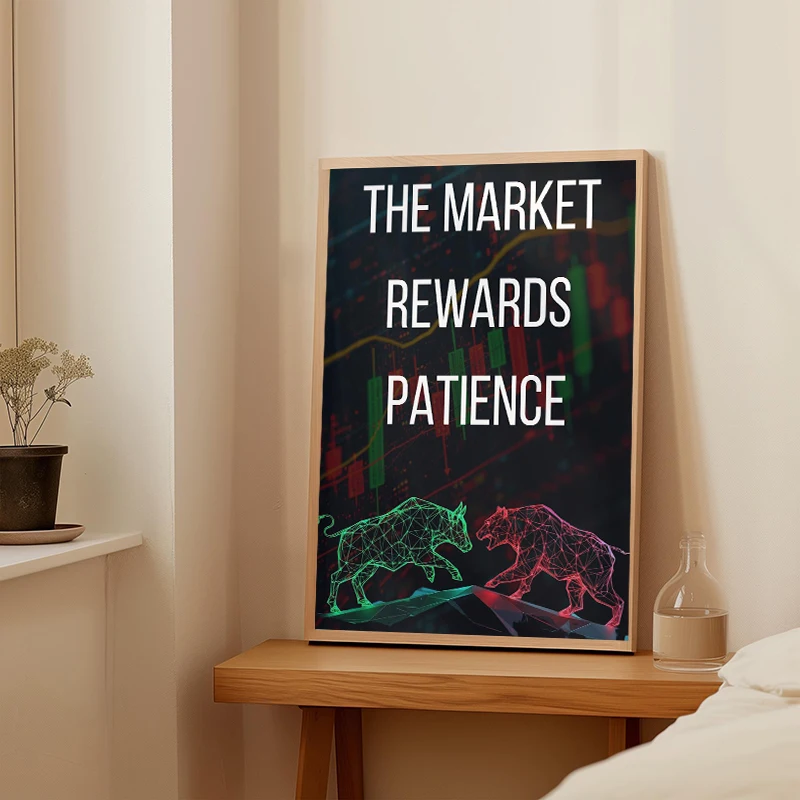 Bull Bear Stock Market Motivational Quote Poster Traders Canvas Painting Prints Wall Art Picture Living Room Office Home Decor