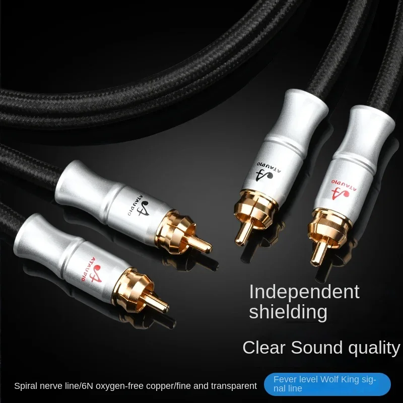 Hifi RCA Cable High Qaulity 6N OFC Dual RCA to Dual RCA for Car Amplifier Soundbox Subwoofer Speaker