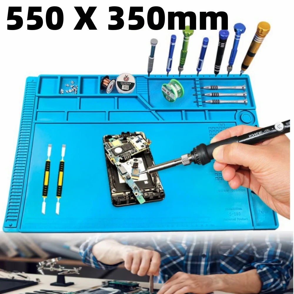 Silicone Soldering Pad Desk Platform Mat for Welding Station Iron Phone PC Watch Repair Magnetic Heat Insulation S-180A1