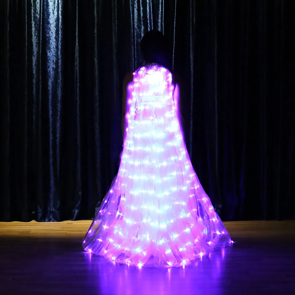 Accesorios de danza del vientre para adultos, ala Led de mariposa Isis de 145 cm, alas blancas para actuaciones en escenario, accesorios de baile de Carnaval con palos