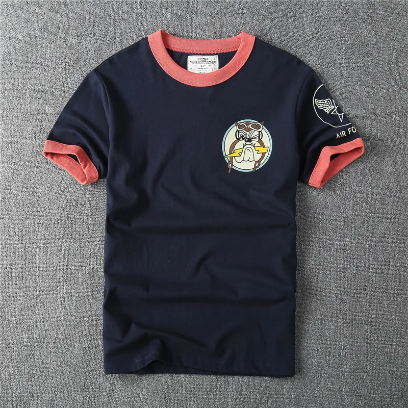 Heavy cotton May Khaji American retro TEE double printed color round neck short-sleeved T-shirt men's fashion brand