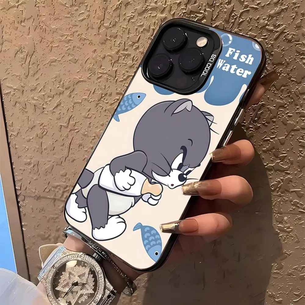 Cartoon T-T-TomS J-J-JerryS Phone Case for iphone 18 17 16 E 15 14 13 12 Pro Max Air Plus mini black silver hard shell Cover view 3
