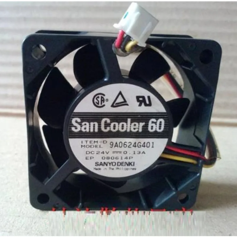 

Original Cooler Fan for Sanyo 9A0624G401 24V 0.13A 6CM 6025 Industrial Control Frequency Converter Fan 3-wire 60*60*25MM