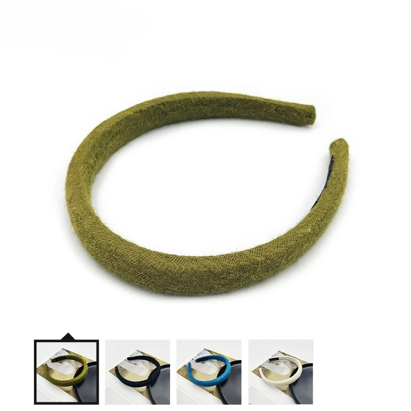 Autumn and Winter Fashionable Fur Hair Hoops for Women, Thin Models with High Skull Tops, Retro Solid Color Versatile Head Hoops