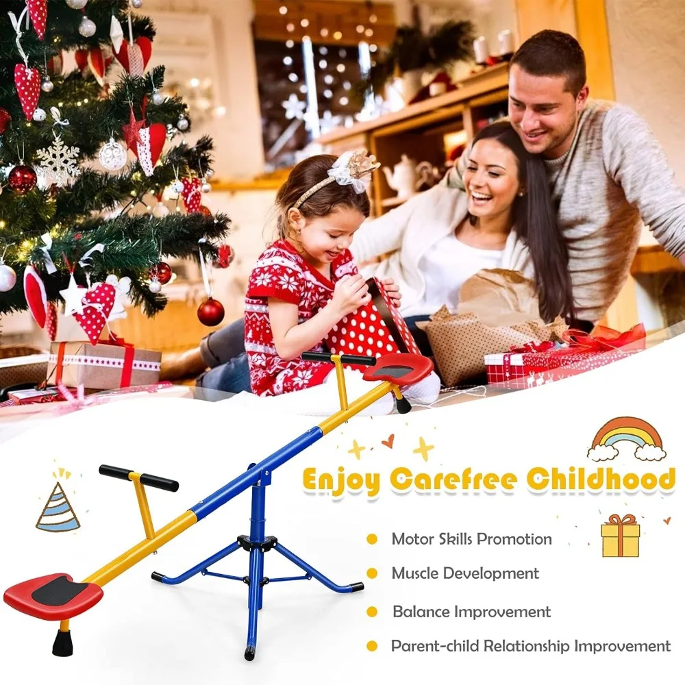 Kids Swivel Seesaw with 360 Rotation, Indoor Outdoor Play Equipment for Toddlers, Christmas Gift