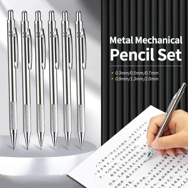 

Mechanical Pencil Set 0.3 0.5 0.7 0.9 1.3 2.0mm Full Metal Art Drawing Painting Automatic Pencil Office School Supply Stationery