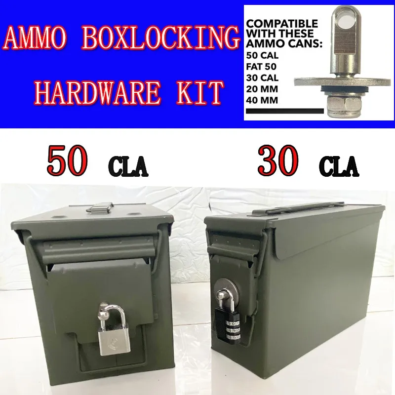Munition kann Box Lock Hardware Kit Stahl für 50 Cal Fat 50 30 Cal Metall Munition Fall Lock Hardware Schrauben Sets für Geld Bullet Safe Box – Detail 2