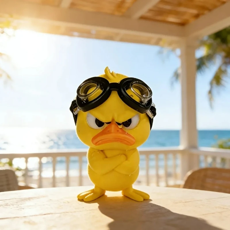 1PC Angry Hug Duck Figurine With Swim Goggles Cute Desktop Ornament Home Table Decor Holiday Party Gift Decorative Statue view 3