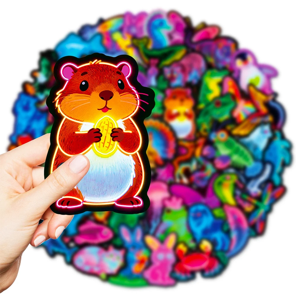 10/30/56pcs Funny Cartoon Neon Animals Stckers Creative Graffiti Sticker DIY Skateboard Phone Diary Bike Cute Decoration Decals