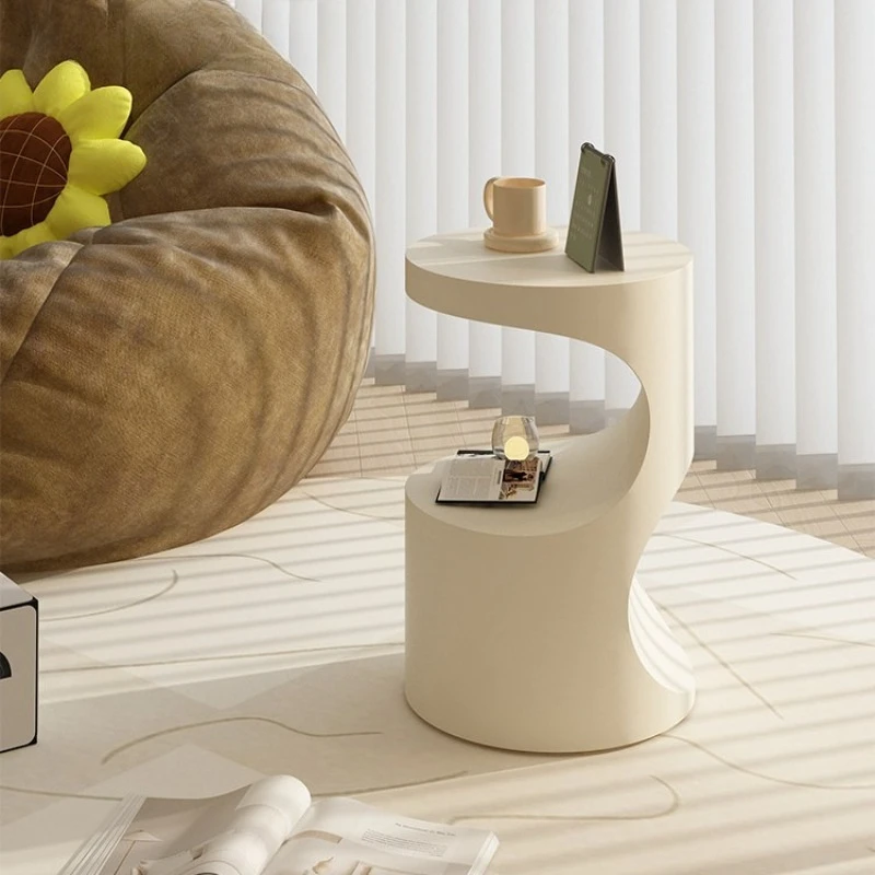 Wabi Sabi Wind Edge Home Living Room Small Tea Table Bedroom Cream Bedside Table Japanese Corner Table Small Round Tables