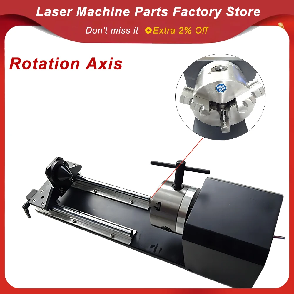 Rotary Engraving Attachment with Chucks & Stepper Motors Model B for Laser Engraving Cutting Machine
