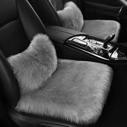 Winter Car Wool Velvet Seat Cushion Long Hair Car Seat Cushion Warm Waist Support Thick Wool Pad Single Piece Small Square Pad