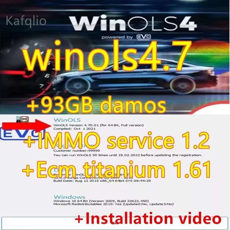 Winols 4.7 Full Activated immo tool Windows 7 10 11 No Need Vmware Multi-language + Damos +ECM TITANIUM+ IMMO SERVICE Tool 1.2