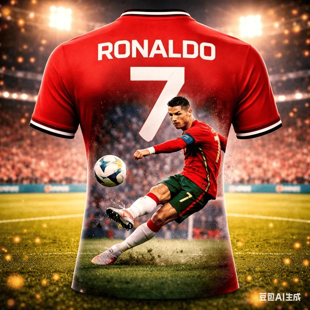 Das 3D-gedruckte Ronaldo-Fußballtrikot-T-Shirt für Kinder ist modisch, atmungsaktiv, für den Sommer geeignet und für den täglichen Gebrauch geeignet – Detail 5