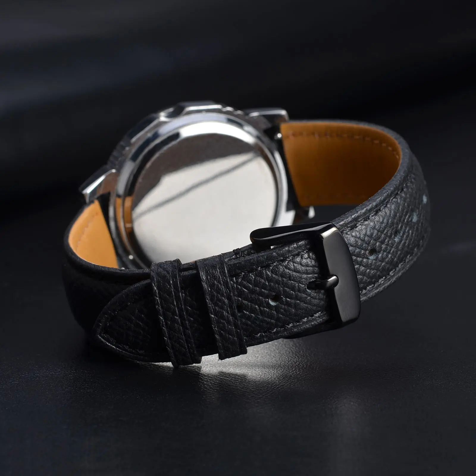 BISONSTRAP Texture Leather Watch Strap Belt for Men Women 18mm 20mm 22mm  Bracelets Watchband Quick Replacement Black Buckle