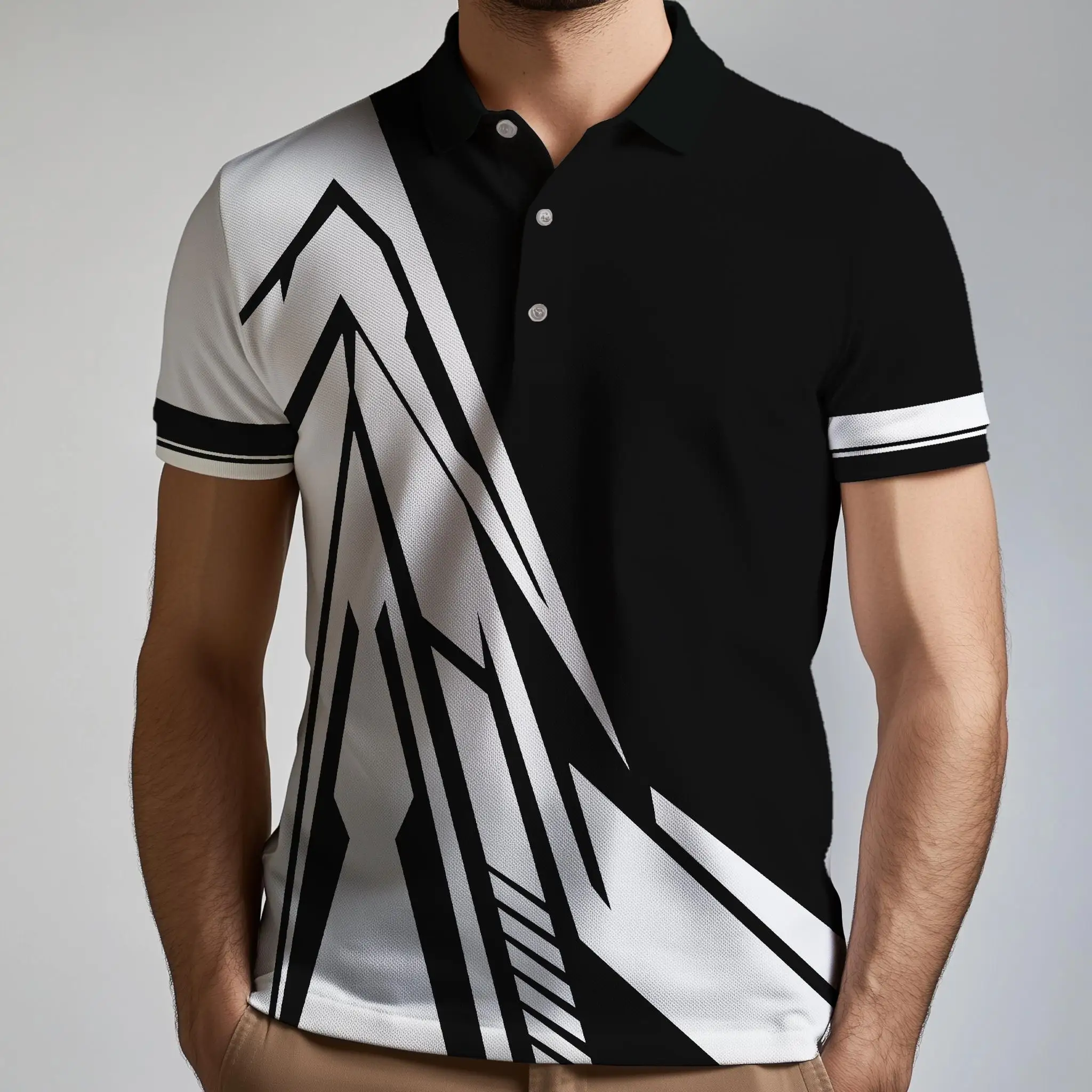 Quick Dry Breathable Workwear Men's Polo Shirt Gym Fashion Sports T-shirt 3D Print Custom Unisex Lapel Collar Golf Shirt Tops