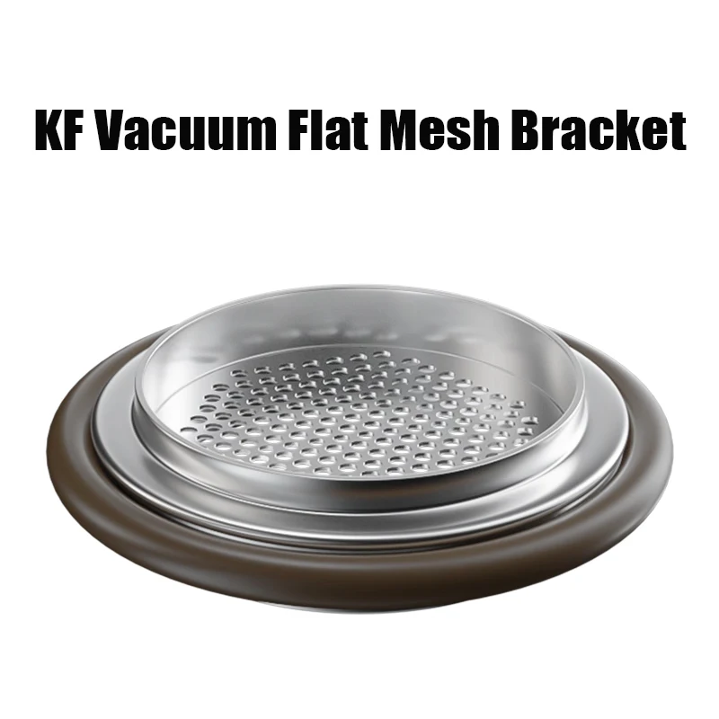 KF16 25 40 50 High Vacuum Flat Mesh Bracket NW Fluorine Rubber Ring 304 Stainless Steel Sealing Filter Card Clamp Fittings ISO