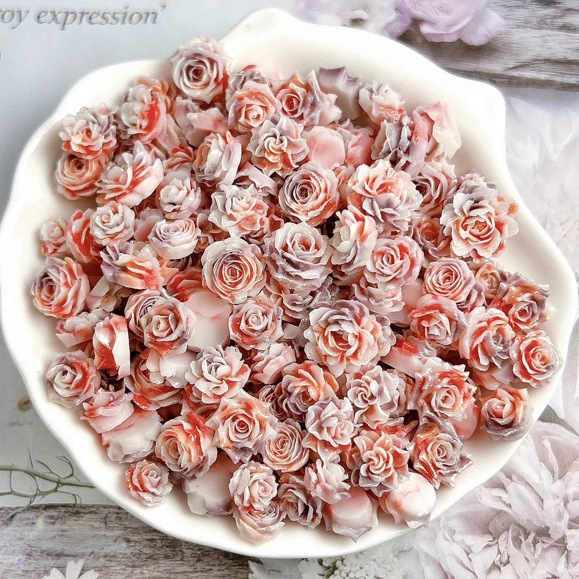 반짝이는 달콤한 장미 동백꽃 레진 네일 장식 3D 창의적인 핑크 퍼플 부드러운 꽃 네일 참 DIY 반지 귀걸이 네일