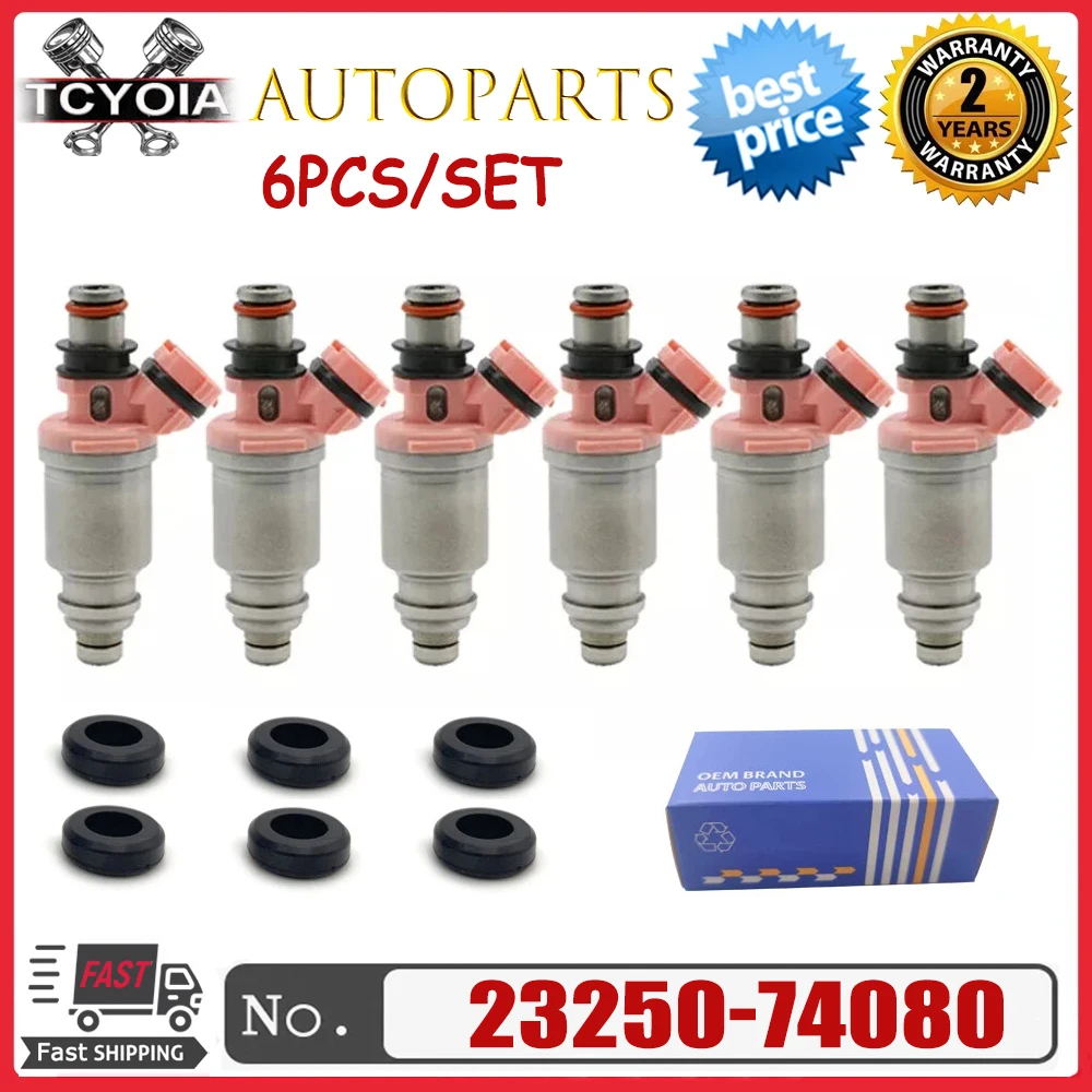 6Pcs/lot Fuel Injectors 23250-74080 2325074080 23209-74080 2320974080 For Landcruiser 1FZ-FE FZJ70 FZJ75 FZJ80 Lexus LX450