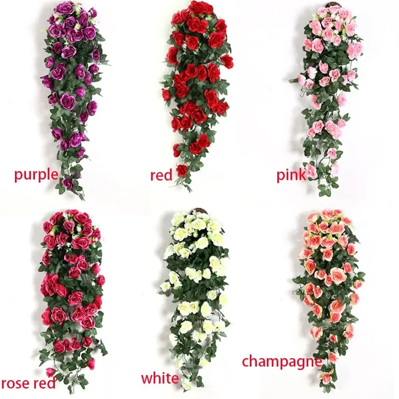 

Artificial Flowers Rattan Fake Plants Vine Decoration Wall Hanging Roses Home Decor Accessories Wedding Decorative Wreath Rose