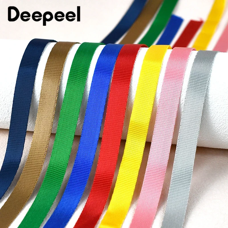 

45Meters Colorful Ribbon 0.5mm Thick Nylon Webbing Tape 10-20mm Bag Strap By The Meter Garment Decor Band DIY Sewing Accessories