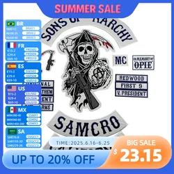 Sons of Patch Anarchy SOA Motorcycle Patch Biker Embroidered Badge for clothes Jacket Back Big Size Punk and Rock Emblem Iron On