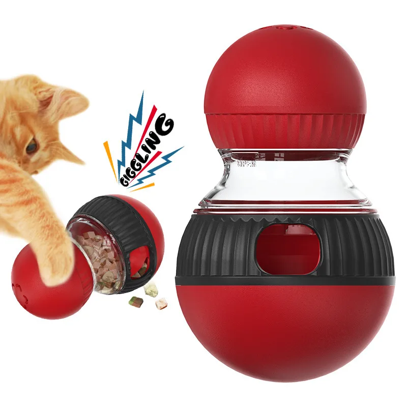 Pet Cat Rotating Teasing Toy Sounding Leak Food Ball Interactive Spinning Puzzle Feeder Entertainment IQ Training Play