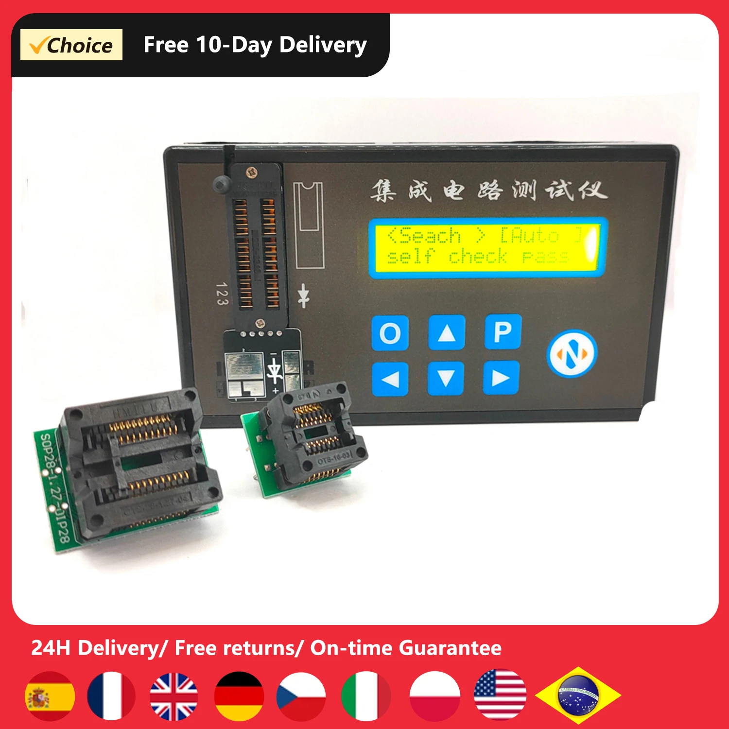 Handheld Rechargeable LED Integrated Circuit Tester Multifunction Transistor Diode Triode Digital Transistor Integrated Detector