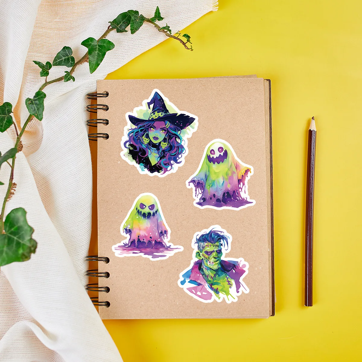 10/30/50Pcs Néon Halloween Graffiti Autocollants Créatifs Autocollants Décoratifs BRICOLAGE Guitare Tasse D'eau Planche À Roulettes Autocollants Étanches