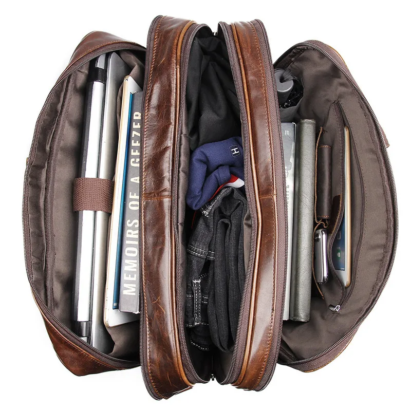 Bolso de lujo para hombre, bandolera de cuero genuino, bolso de viaje de gran capacidad, maletín de cuero Real multifuncional