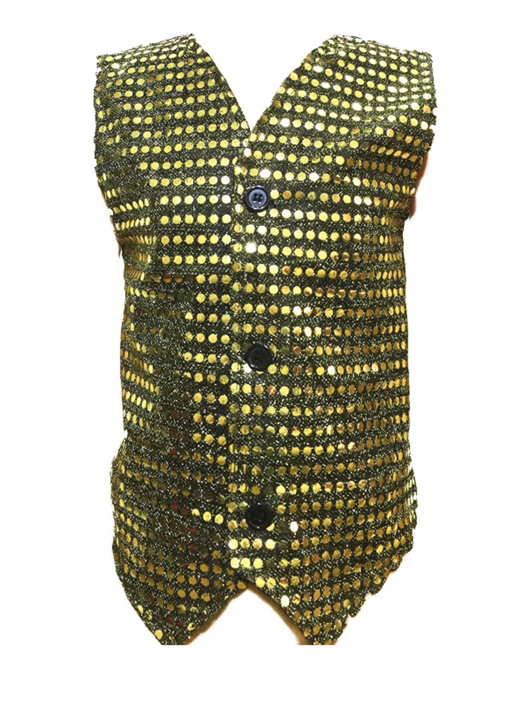 Sequin Sleeveless Vest Costumes Jazz Dance Wear Shining Waistcoat Stage Glitter Dancing for Adult Boys Girls Performance Clothes